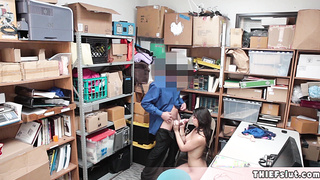 Extra cute brunette thief teen punished