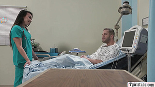 TS nurse Kasey Kei barebacked by her horny patient
