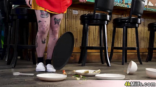 Abbys first day at work ends in a fuck