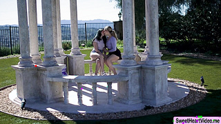 Hot brunettes enjoy ass and pussy licking on bed