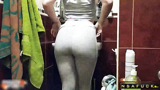 Cute Stepsister Deepthroat Cock Lover in the Bathroom