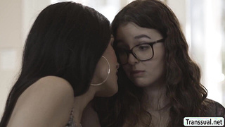 Skinny TS licks and fucks friends fat pussy so hard