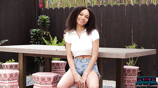 Hot Black LA teen striptease for Playboy