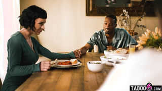 Wife cuckold by black boss and himself