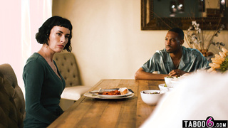 Wife cuckold by black boss and himself