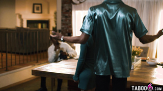 Wife cuckold by black boss and himself