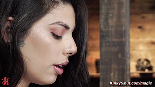 Suspended hairy slave pussy vibed