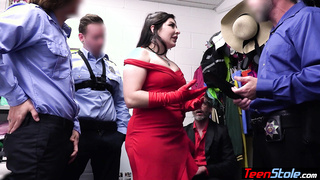 Teen escaping from casino on four dicks