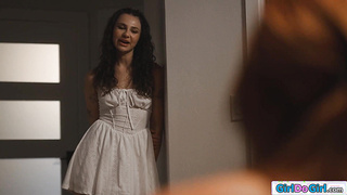 Coed joins milf lesbian couple to learn