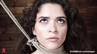 Brunette tied in chair and tormented