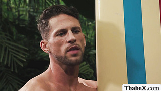 Handsome Surfer meets and fucks Shemale in jungle