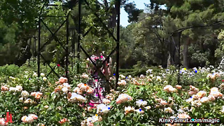 Blonde slave Selvaggia fucked and whipped in public bar