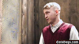 Twink sucks cock in confessional booth