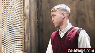 Twink sucks cock in confessional booth