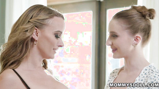 Stepmom and stepdaughter getting aroused together