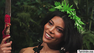 TS Lola Morena gets bareback fucked by outsider