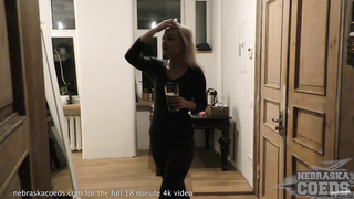 after dinner blowjob from hot bleached blonde spinner