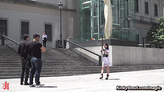 Slave paraded with dildo in public