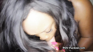 Curvy black gf gets on top for a steamy POV ride