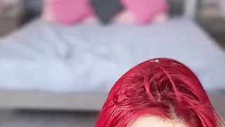Red haired woman gives blowjob and destroys her ass