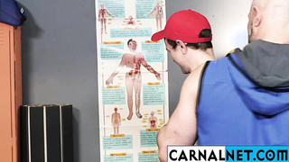 Coach Connor pushes himself back to Logans cock