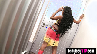 Ladyboy Sunny shows off then barebacked