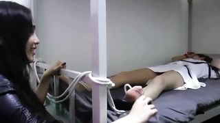 Asian College Girl and Instructor Kittle each other