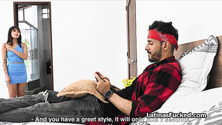 Latina starts date night on roomies hard cock