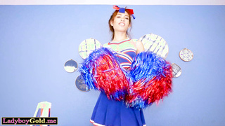 Ladyboy teen dancing on a big white cock