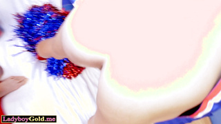 Ladyboy teen dancing on a big white cock