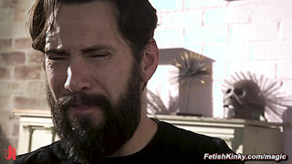 Mad husband ties and fucks busty wife