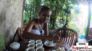 Amateur Thai teen masturbating in a pool