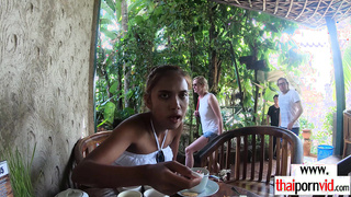 Amateur Thai teen masturbating in a pool