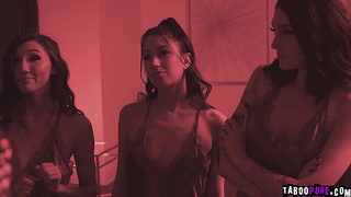 THree stepsisters fucked by hung lucky stud