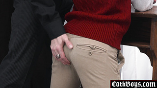 Altar boy submits to priest's sinful urges!