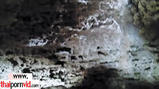 Nasty amateur Thai MILF fucked in a cave
