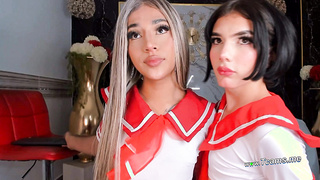 Stunning Trans Kneels Down And Suck A Girlock