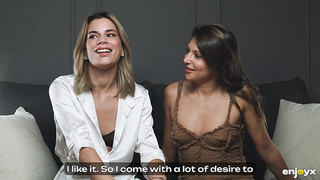 Petite beauties Talia Mint and Ada Lapiedra sharing one hard cock