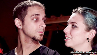 Suspension and lezdom fuck at BDSM orgy swinger party