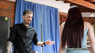 Fixing her bike and Latina pussy too