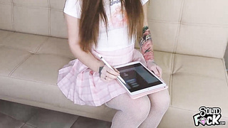 Cute Teen Stepsister Draws and then Gets Fucked