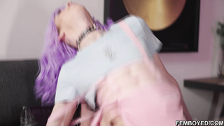 Salacious Asian femboy rides boyfriend's dick