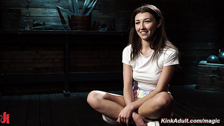 Tied up slave gets cropped