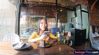 Cute Thai teen eats cake and rides cock