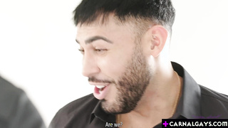 Viktor pulls out his large uncut cock