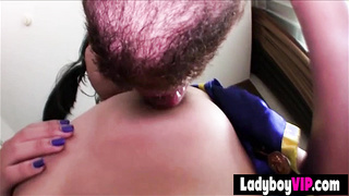 My asian ladyboy cosplaying a stewardess