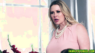 STepmom teaches stepdaughter how to suck cock