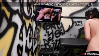 Lulu Chu sucking bbc through a gloryhole