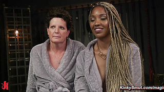 Ebony anal fucks tied up cougar