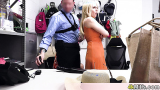 Blonde MILF shoplifter gets gangbanged